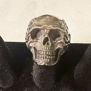 The Travis Barker x Clocks + Colour "Guardian" Skull Ring Sterling Silver